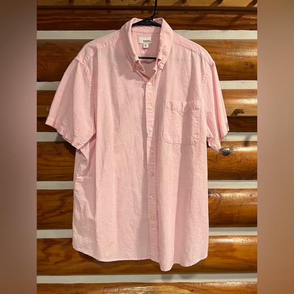 Sonoma Men's Light Pink Casual Button-Down Shirt - Picture 1 of 3